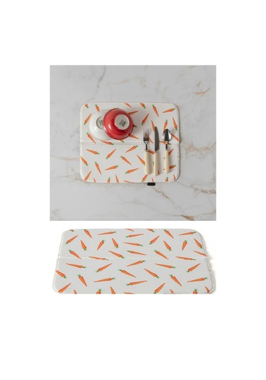 Bulaşık Kurutma Örtüsü, Bulaşıklık, Tezgah Üstü Bulaşık Matı, Süper Emici Mutfak Matı, Havuç Desenli Çok Renkli