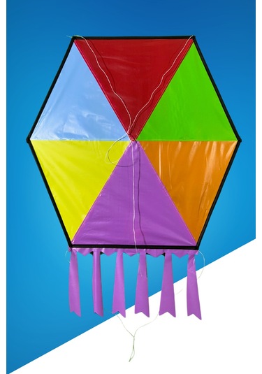 Kumaş Çerçeveli Altıgen Uçurtma - Karmarenk