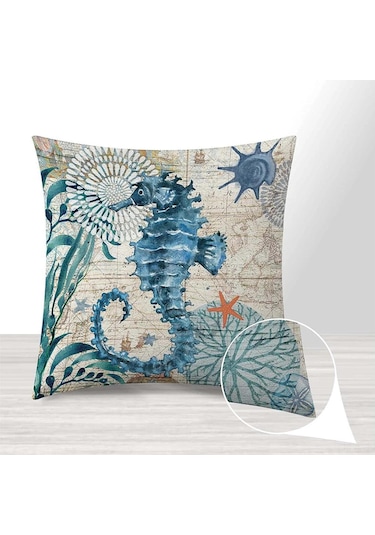 Monyee Deniz Stili Su Geçirmez Dış Mekan Yastık Kılıfı - Ev Dekorasyonuna Klasik Güzellik Ve Deniz Rengi Katın Diğer