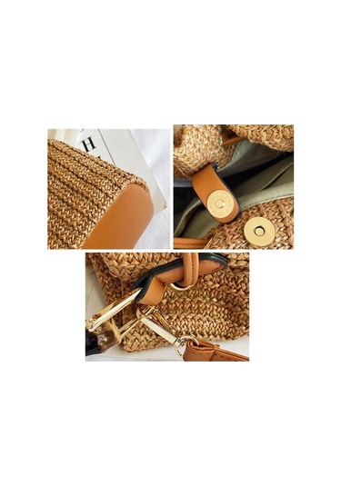 Wondernest Hasır Çanta Omuz Messenger Çanta Bambu Kova Çanta Beyaz 88991 Modelli Beyaz Ve Pratik Beyaz