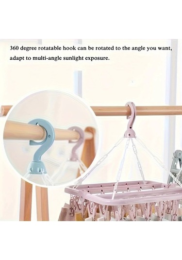 Cordial Mavi, 32 Askılı Döner Çamaşır Askısı - Çorap, İç Çamaşırı Kurutma Raftası Mavi