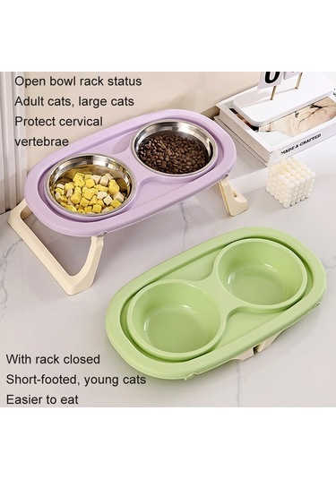 Cbtx Katlanır Evcil Hayvan Kasesi Yeme İçme Kasesi Boyun Koruması Uzun Çift Kase, Stil: Pp Mor