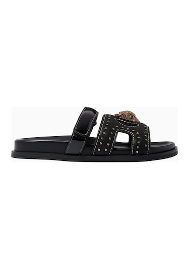Kurt Geiger Eagle Stud Cut Out Sandaletler, Deri, Çivili Ve Şık Yaz Sandaleti Siyah