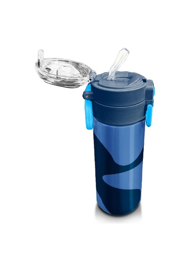 Coral High Kids Lacivert Mavi Desenli Pipetli Ve Direkt İçim Çelik Termos 500 Ml 31888 Lacivert