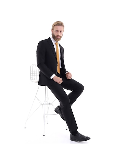 Presto Erkek Takım Elbise Regüle Fit 6 Drop Siyah 572-001 Siyah