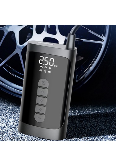 Vkemall Kompakt Kablosuz Akıllı Araç Lastik Pompa, 4 Modlu Çok Fonksiyonlu, Dijital Gösterge, Motosiklet Bisiklet Toplar İçin
