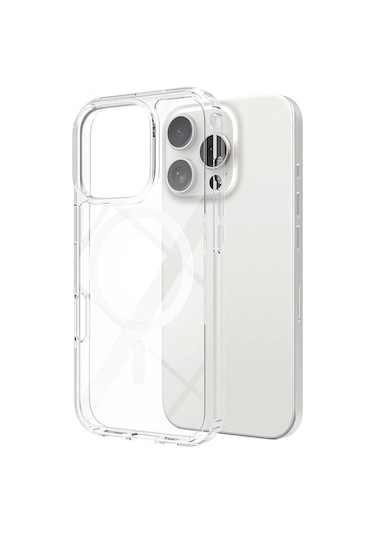 İphone Uyumlu 16 Pro Max Kılıf Magsafe Şarj Özellikli Şeffaf Sert Pc Zore Embos Kapak-şeffaf