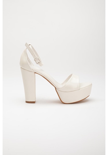 Tek Bant Cilt Sedef Kadın Platform Topuklu Abiye Ayakkabı 2386 Sedef