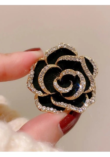 Beautiful Detail Orijinal Gül Desenli Broş 145118040 Siyah