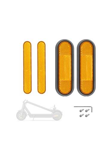 Tenfowee Elektrikli Scooter İçin 4'lü Sarı Reflektörlü Jant Kapak Seti - Sağlık Ve Güvenlik Artırıcı, Su Geçirmez, Tornavida Ve Vida Dahil