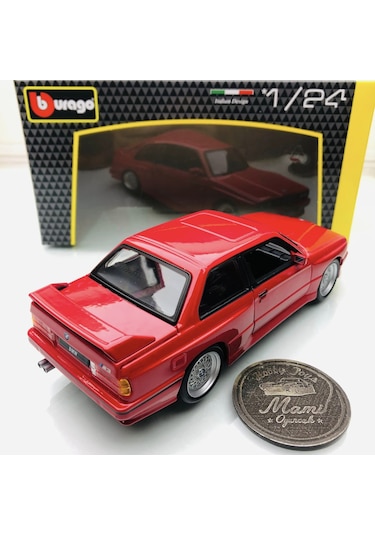 Yeni - New 1988 Bmw M3 E30 Red 1:24 Ölçek Burago Marka