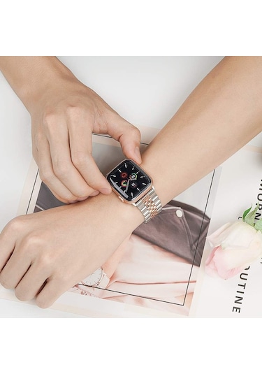 Apple Watch Seri 10 11 Uyumlu 46mm Uyumlu Paslanmaz Çelik Rolex Kordon