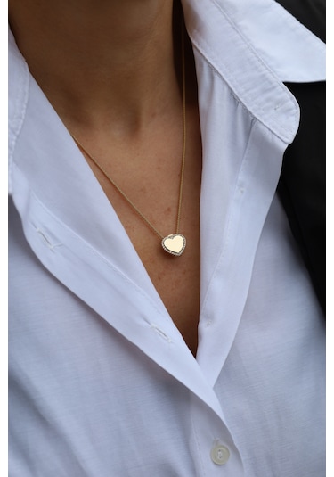 Yenigün Kuyumculuk 14 Ayar Altın Ema Taşlı Kalp Modeli Ajda Ve Kolye Charm Kly33979