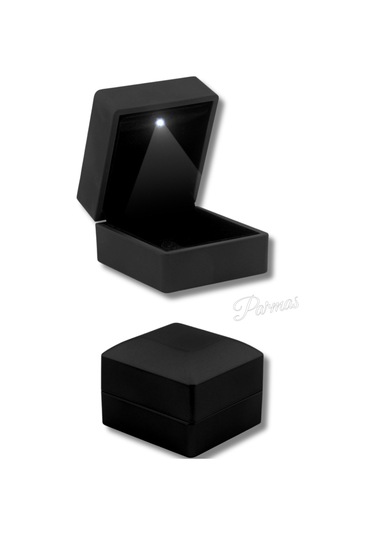 Işıklı Takı Kutusu Dış 6 6 Cm Birlikte Alımlarda Takı İçerisine Yerleştirilerek Gönderilir Mat Siyah