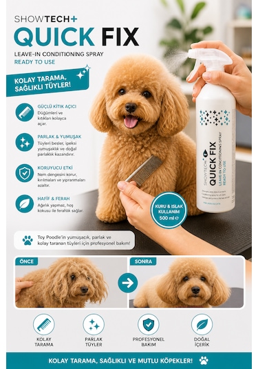 Show Tech+ Quick Fix Köpek Kıtık Açıcı Kolay Tarama Spreyi 500 Ml - Kuru Ve Islak Kullanım