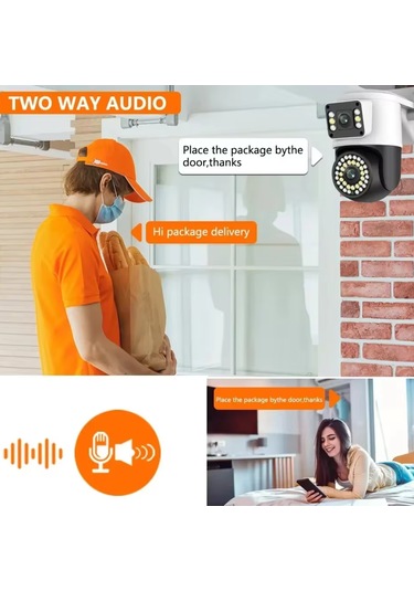 Wifi Güvenlik Kamerası 1080p Çift Kamera Hareket Algılama Alarm