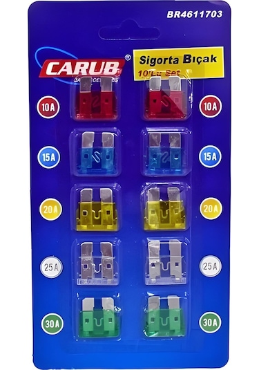 Oto Araba Standart Bıçak Sigorta Seti 10'lu