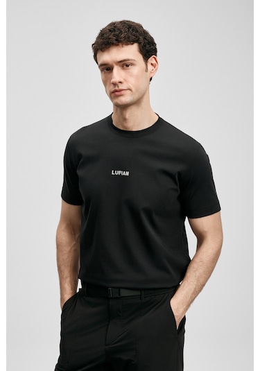 Lufian Marcus Modern Grafik T- Shirt Siyah Siyah 111020322100100 Siyah