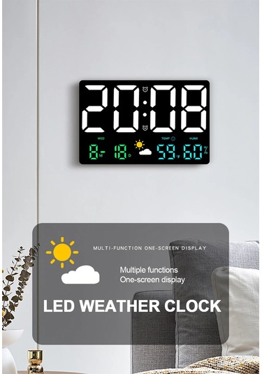 Zilinn Yüksek Çözünürlüklü Geniş Ekran Duvar Saati Sıcaklık Ve Nem Göstergesi Hava Durumu Saati Çok Fonksiyonlu Renkli Dijital Çalar Saat Beyaz Işık-125 Çok Renki Zilinn Yüksek Çözünürlüklü Geniş Ekran Duvar Saati Sıcaklık Ve Nem Göstergesi Hava Durumu Saati Çok Fonksiyonlu Renkli Dijital Çalar Saat Beyaz Işık-125 Çok Renki