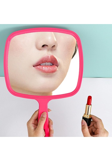 Asma Delikli Kırmızı Büyük El Aynası Makyaj Aynası Diğer