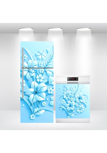 Buzdolabı Ve Bulaşık Makinesi Kapak Folyo Kaplama 3D Çiçek