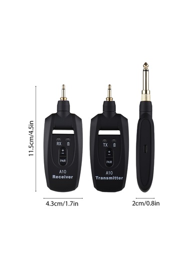 Yunboo Gitar Kablosuz Aktarım Sistemi 2.4ghz - 50m Mesafe, 15ms Gecikme, Şarj Edilebilir Pil, 4 Seviye Ses Ayarı, 3.5mm + 6.35mm Adaptörler