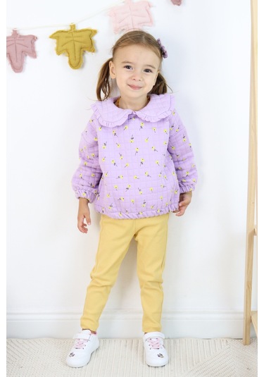 Harika Kids Kız Çocuk Orta Kalınlıkta Taytlı Takım Lila