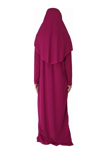 Açık Mürdüm Fermuarlı Namaz Elbisesi Açık Mürdüm