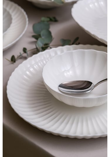 Kütahya Porselen Bone Luz Form 27 Parça 6 Kişilik Yemek Takımı Beyaz﻿﻿