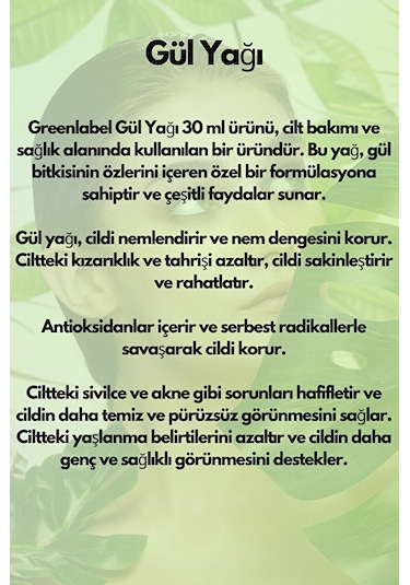Greenlabel Gül Yağı 30 ML