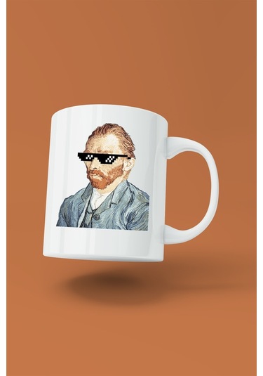 Thug Life Van Gogh Baskılı Porselen Kupa Çok Renkli