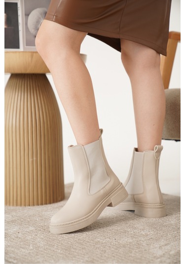 D0742 Soğuk Geçirmez Kışlık Kadın Bot & Bootie Nut