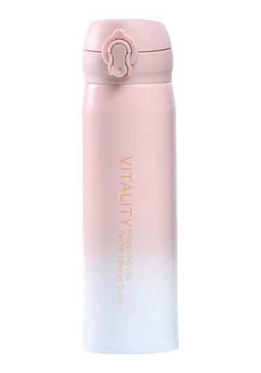 Moveevo 500ml Paslanmaz Çelik Vakum Termos Bardak, Bpa'sız, Kolay Temizlenir, Seyahat Ve Kahve İçin Kompakt Tasarım - Pembe