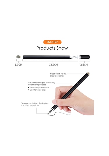 Jd02 Akıllı Tabletler Ve Cep Telefonları İçin Evrensel Manyetik Kalem Kapağı Pan Head Fiber Bez 2'si 1 Arada Stylus Kalem Kozmik Gri