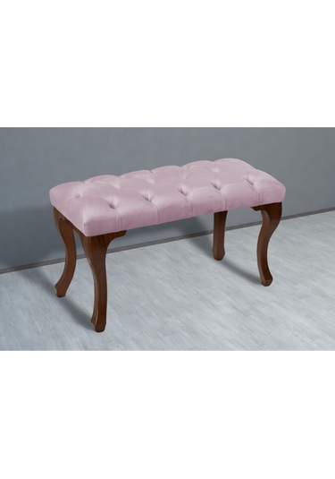 Gazzini Classic Chester Model Kapitoneli Puf- Ceviz Ayak, Pembe Kumaş