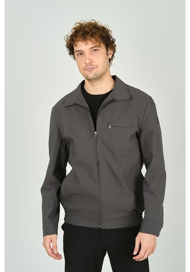 Lucas Erkek Ekoseli Gömlek Yaka Mevsimlik Spor Mont 3718 Füme Füme