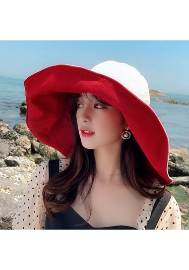 Geniş Kenarlı Katlanabilir Plaj Şapkası Büyük Boy Moda Kova Tasarımı, Güneşten Koruma Ve Şık Stil İçin Beyaz