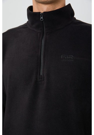 Tommy Life River Siyah Dik Yaka Erkek Polar Sweatshirt - 88310 Siyah