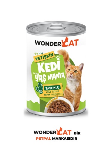Wondercat Tavuklu Yetişkin Kedi Konservesi 400gr X 12 Adet
