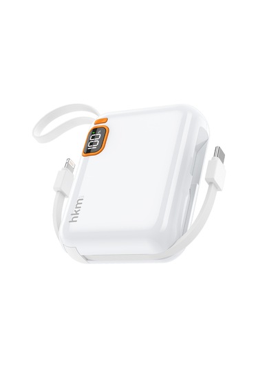 Power Duo 10.000 Mah 20W Pd 20W Hızlı Şarj Destekli Type-C Ve Lightning Kablolu Powerbank Beyaz