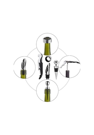 Kutulu 4 Parça Şarap Tirbüşon Şaraplık Şarap Açacağı Seti cin374