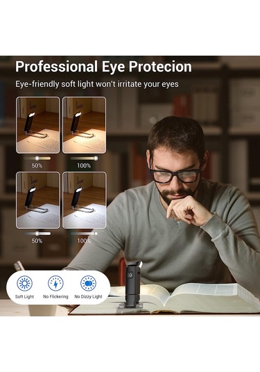 Vkemall Usb Çift Katlı Göz Koruyucu Kitap Işığı - Taşınabilir简约 Okuma Lambası Mavi Diğer