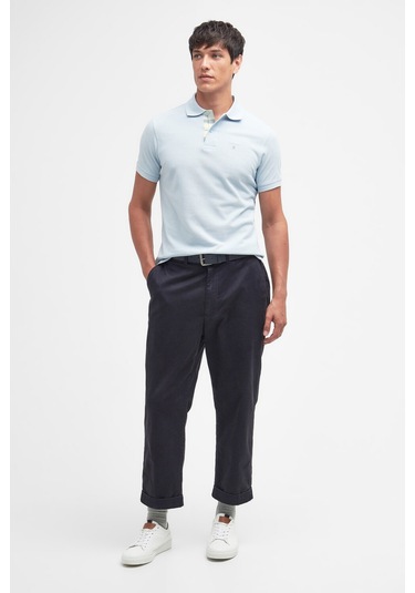 Barbour Tartan Pique Polo Yaka Bu44 Niagara Mist Mavi