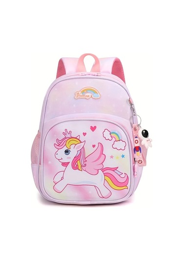 Wangxi Pembe Unicorn Sırt Cantası Sevimli Karikatür Anaokulu Kızlar İçin Pembe Mor Omuz Cantası Pembe