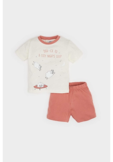 DeFacto Erkek Bebek 4'lü Pijama Takımı Kısa Kollu Penye Üst Beli Lastikli Şort E1188A525HSER98