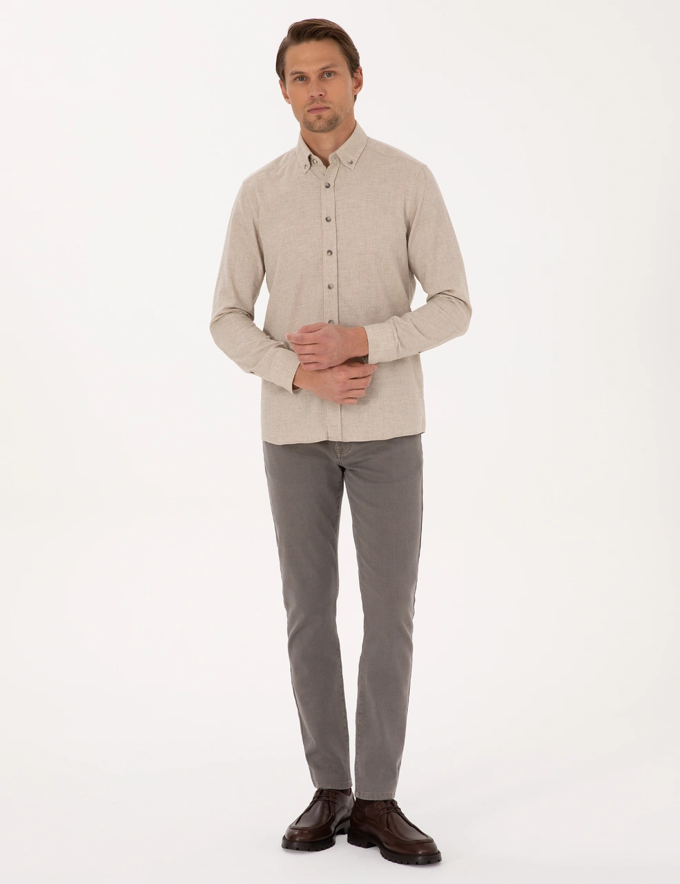 Pierre Cardin Erkek Bej Gömlek Desenli 50316751-vr011 Bej