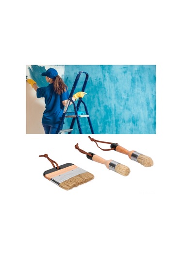 Xindoker Üçlü Ahşap Saplı Sahte Tüy Boya Fırçaları - Ergonomik Tutuş, Ev Dekorasyonu, Varnish Ve Akrilik Uyumlu