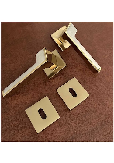 Albatros Gold Kare Rozetli Oda Kapı Kolu Koldoor 4 Takım