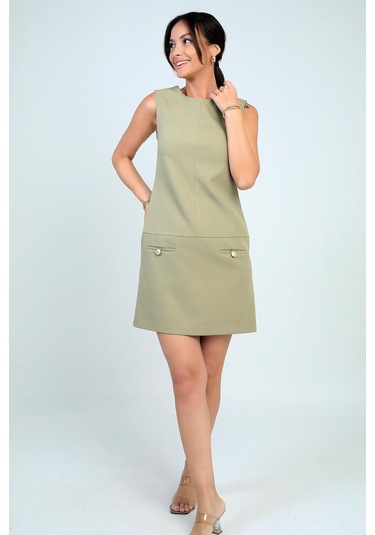Kadın Filoto Detaylı Kısa Elbise-41761 Çağla Yeşili