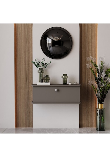 Melura Home Lunaris Dresuar %100 Mdf Kapaklı Duvara Monte Gri